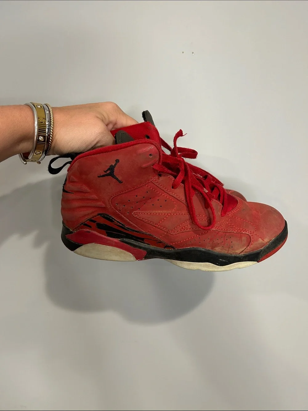 Jordan Kids' Red and Black High-Top Sneakers